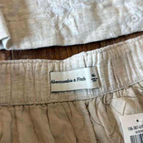 Abercrombie tan embroidered linen tank pant set medium/ large - Picture 8 of 15